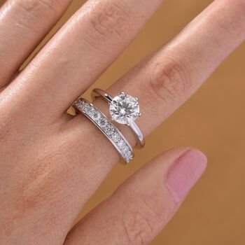 RADIANTA - 2er Set GRA zertifiziert Moissanit (D-VVS) Ring, 925 Silber rhodiniert (Gr&ouml;&szlig;e 18.00) ca. 3.28 ct