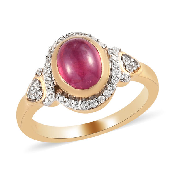 Fissure gefüllt Rubin und Zirkon Ring 925 Silber vergoldet  ca. 2,11 ct image number 4