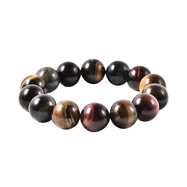 Flexibles, mehrfarbiges Tigerauge Armband, ca. 17,75-19 cm lang, 925 Silber ca. 403,00 ct image number 4