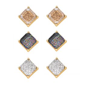 3er-Set - mehrfarbige und weiße Kristall-Ohrstecker - 13,50 ct.