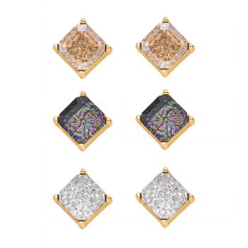 3er-Set - mehrfarbige und wei&szlig;e Kristall-Ohrstecker - 13,50 ct.