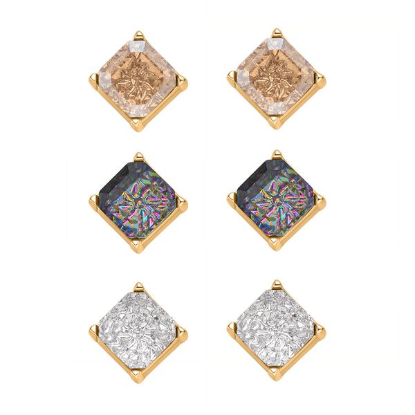 3er-Set - mehrfarbige und wei&szlig;e Kristall-Ohrstecker - 13,50 ct.