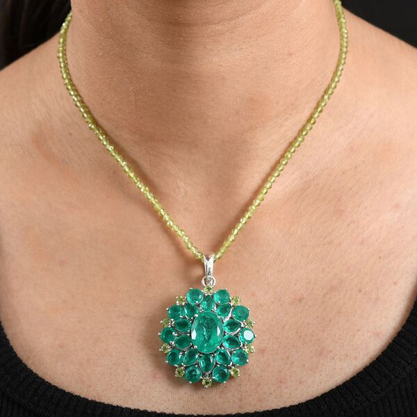 D'Joy Smaragd-Quarz Triplette Anh&auml;nger mit kettte ca. 50 cm 925 Silber rhodiniert ca. 68,39 ct. image number 3