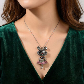 Mehrfarbiger Kristall Anh&auml;nger mit Kette, ca. 63.5 cm + 5 cm Extender, Legierung, Legierung emailliert