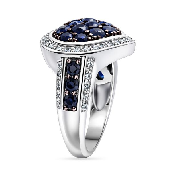 D'Joy Ceylon-Saphir, Wei&szlig;er Zirkon Ring 925 Silber rhodiniert (Gr&ouml;&szlig;e 20.00) ca. 2.74 ct image number 3