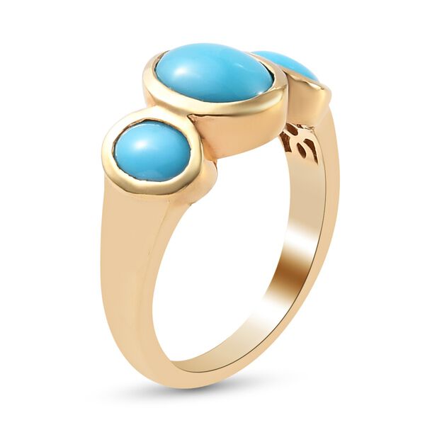 Natürlicher Sleeping Beauty Türkis Ring 925 Silber 585 Vergoldet image number 2