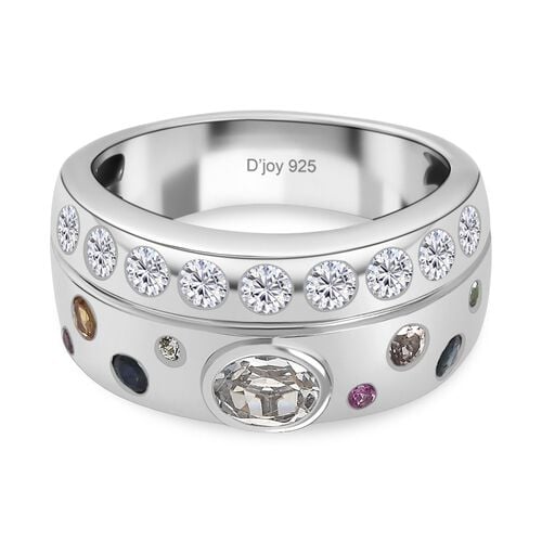 D joy AAA Premium Malagasy Mondstein, Mehrfarbiger Saphir Celestial Rainbow Ring 925 Silber rhodiniert (Größe 16.00) ca. 1.35 ct image number 0
