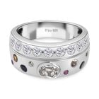 D joy AAA Premium Malagasy Mondstein, Mehrfarbiger Saphir Celestial Rainbow Ring 925 Silber rhodiniert (Größe 16.00) ca. 1.35 ct
