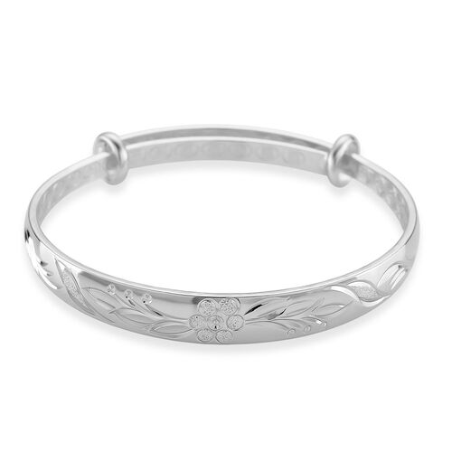 Flexibler Armreif, Klassischer Bangle Still, Messing, Silberfarben image number 0