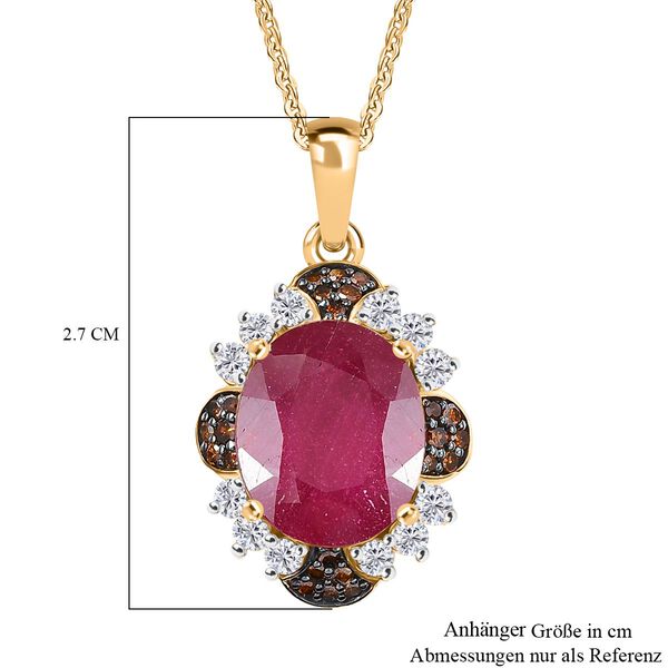 D'Joy Afrikanischer Rubin, roter Diamant und Zirkon Anh&auml;nger mit 50cm Kette - 7,65 ct. image number 7