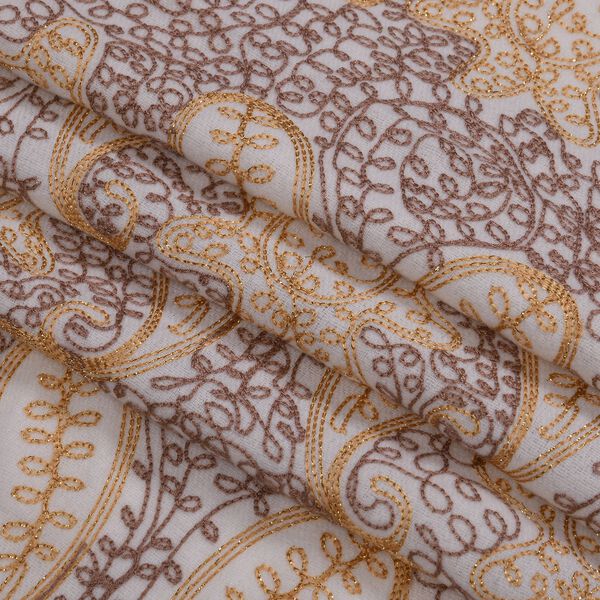 Bestickter Schal mit Paisley-Stickerei, 70x180cm, Creme image number 4