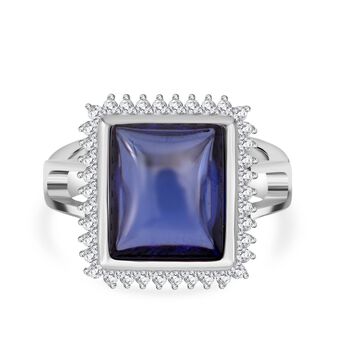 Lustro Stella Blauer Zirkonia, Wei&szlig;er Zirkonia Ring 925 Silber rhodiniert (Gr&ouml;&szlig;e 20.00)