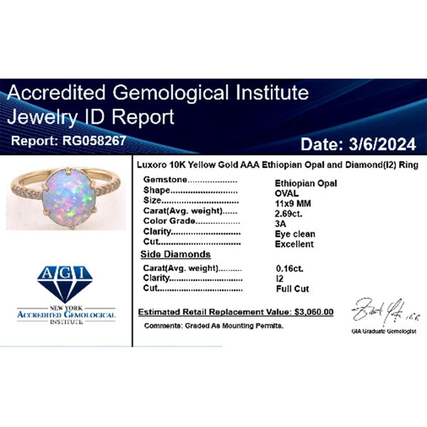 LUXORO zertifiziert und geprüft AAA natürlicher, äthiopischer Welo Opal und Diamant Ring in 417 Gold - 2,85 ct. image number 7