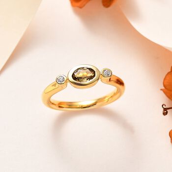 AA nat&uuml;rlicher goldener Tansanit und Zirkon Ring- 0,47 ct.