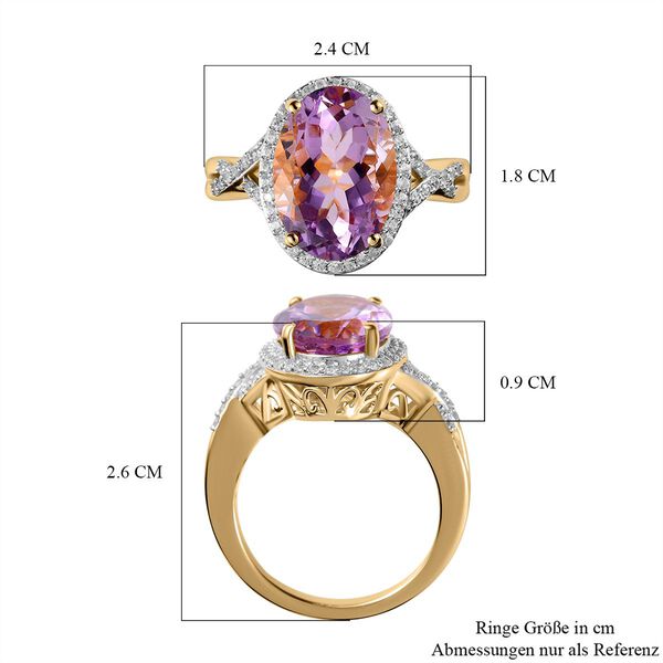 Rose De France Amethyst und weißer Zirkon-Ring, 925 Silber vergoldet  ca. 5,51 ct image number 7