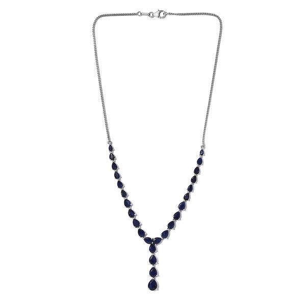 Masoala Saphir-Halskette, 45 cm, 925 Silber platiniert, 24,01 ct. image number 4