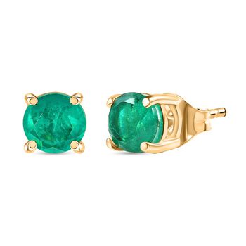 D'Joy Smaragd Triplett Quarz Ohrringe, 925 Silber vergoldet - 2 ct.