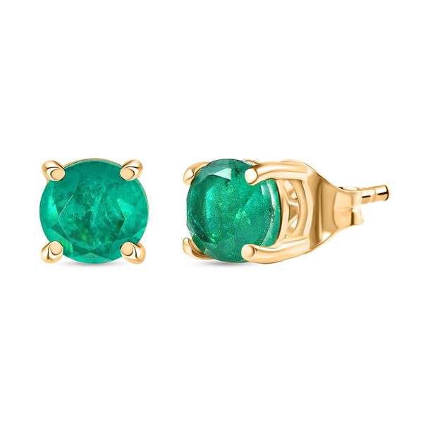D'Joy Smaragd Triplett Quarz Ohrringe, 925 Silber vergoldet - 2 ct.