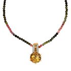 Citrin, Mehrfarbig-Turmalin Schmuckset 925 Silber Gelbgold Vermeil ca. 45,37 ct.