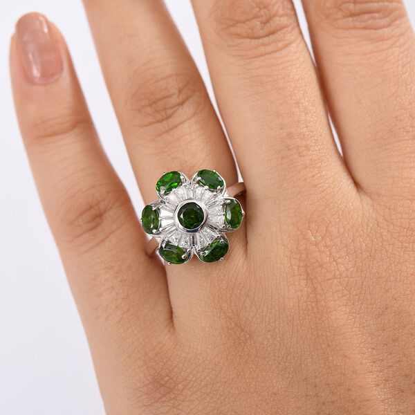 Nat&uuml;rlicher Chromdiopsid Ring 925 Silber rhodiniert (Gr&ouml;&szlig;e 18.00) ca. 2,78 ct image number 3