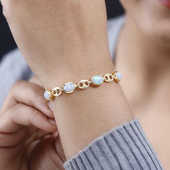 AA Nat&uuml;rlicher, &auml;thiopischer Welo Opal Armband ca. 19 cm 925 Silber Gelbgold Vermeil ca. 7.20 ct