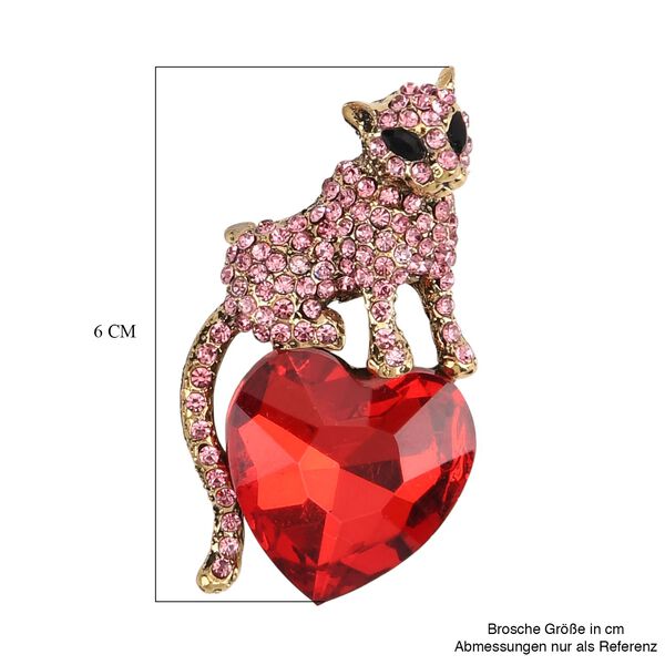 Mehrfarbiger Kristall Panther Brosche Antikes Gold image number 5