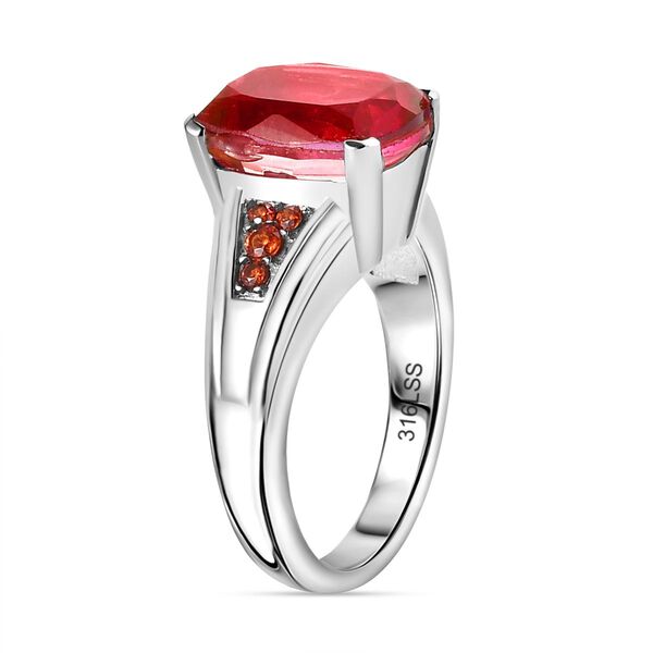 Padparadscha Quarz Triplette, Orange Zirkonia Ring Edelstahl (Größe 17.00) ca. 4,80 ct image number 5