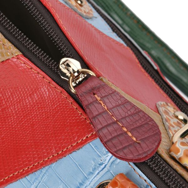 Chaos By Elsie - Farbenfrohe Echtleder Crossbody Tasche, Krokodil-Muster image number 6