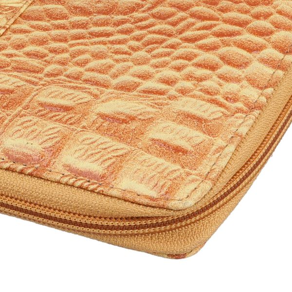 Echtleder Brieftasche mit Kroko-Pr&auml;gung, Gelb image number 10