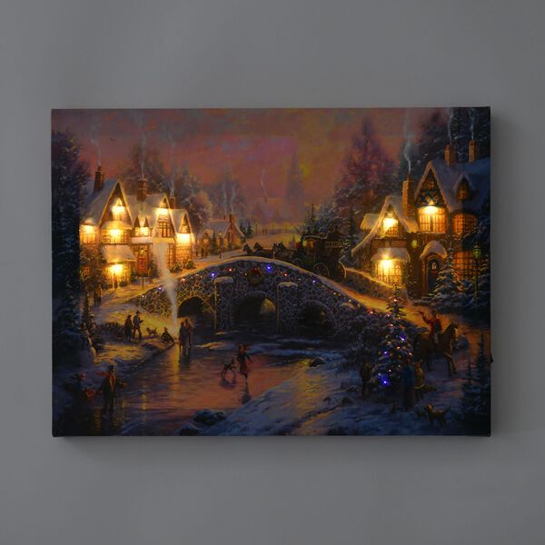 Winterlandschaft, Brücke und Fluss - Leinwandbild mit LED-Beleuchtung, 30x40x1,8 cm image number 2