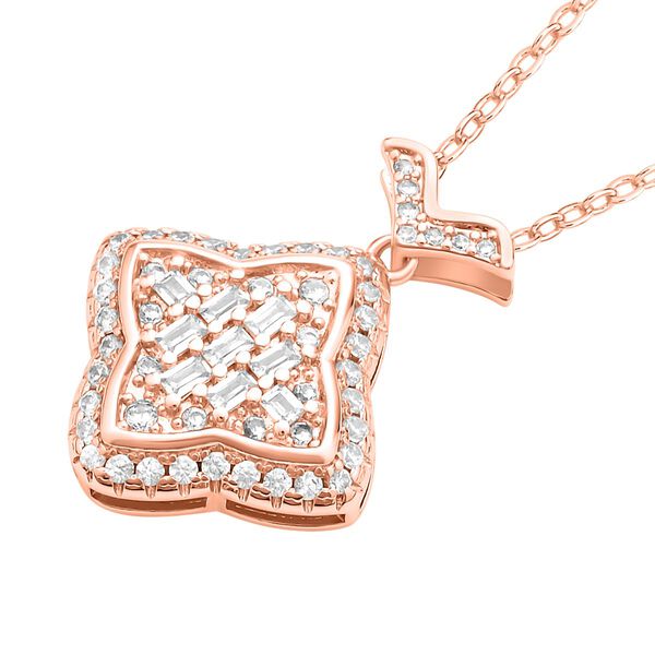 2er Set, Wei&szlig;e Zirkonia Halskette und Ohrringe, Messing, ros&eacute;farben image number 4