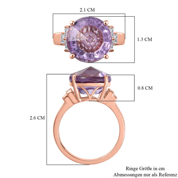 Zeitlose Art Kollektion - AA Rose De France Amethyst, Weißer Zirkon Ring 925 Silber 750 rosévergoldet (Größe 18.00) ca. 6.58 ct image number 7
