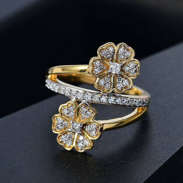 LUXURIANT SI-GH Labor Diamant Ring, 925 Silber 750 Gelbgold Vermeil - 0,54 ct. image number 1
