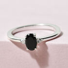 Schwarzer Spinell und Weißer Simulierter Diamant Ring 925 Silber  ca. 0,63 ct image number 1
