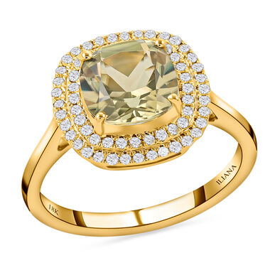 ILIANA AAA Turkizit und Diamant-Ring, SI G-H, 750 Gelbgold  ca. 2,81 ct