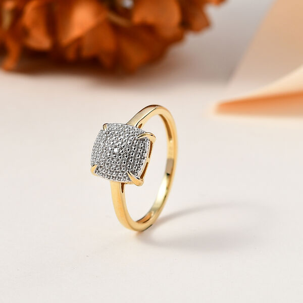 Wei&szlig;er Diamant P3 Ring 925 Silber Gelbgold Vermeil, ca. 0,01 ct. image number 1