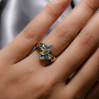 Kambodschanischer blauer Zirkon Bypass Ring 925 Silber vergoldet  ca. 2,27 ct image number 2