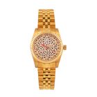 William Hunt Moissanit-Uhr - Bicolor Edelstahlarmband mit Ronda 763 Swiss Movement und gelbem Leoparden-Zifferblatt