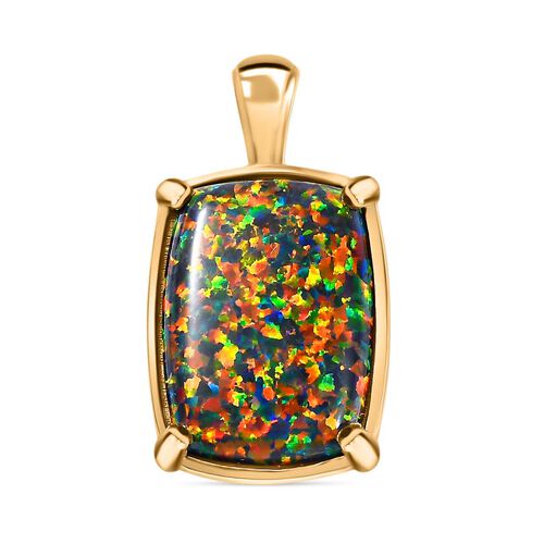 Labor erstellt schwarzen Opal Anhänger, 925 Silber Gelbgold Vermeil ca. 5.49 ct image number 0