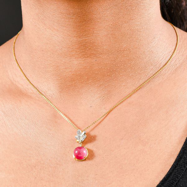 D'Joy Maulbeer Mondstein, Weißer Zirkon Anhänger 925 Silber platiniert und vergoldet ca. 4.43 ct image number 6