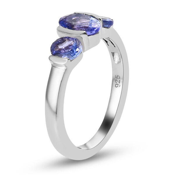 Tansanit 3-Stein-Ring, 925 Silber platiniert  ca. 1,30 ct image number 5