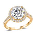 Moissanit Ring 925 Silber Gelbgold Vermeil (Größe 19.00) ca. 4,28 ct