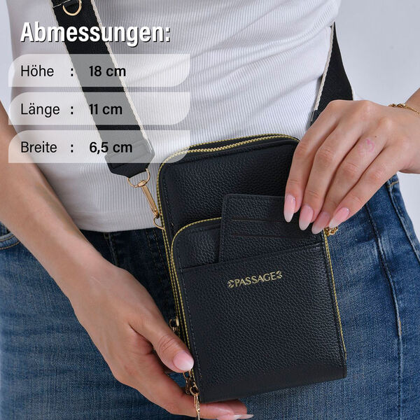 PASSAGE Crossbody Tasche, 18x6,5x11cm, Schwarz image number 4