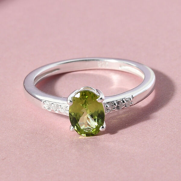 Nat&uuml;rlicher Peridot und Zirkon-Ring, 925 Silber  ca. 0,90 ct image number 2
