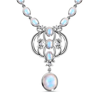 Premium Regenbogen Mondstein Halskette, 45 cm - 18,48 ct.