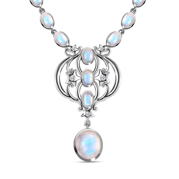 Premium Regenbogen Mondstein Halskette, 45 cm - 18,48 ct. image number 4