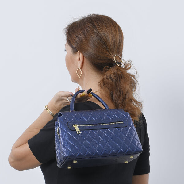 LA MAREY Crossbody Tasche aus 100% echtem Leder mit RFID Schutz und abnehmbarem Riemen, Blau image number 3