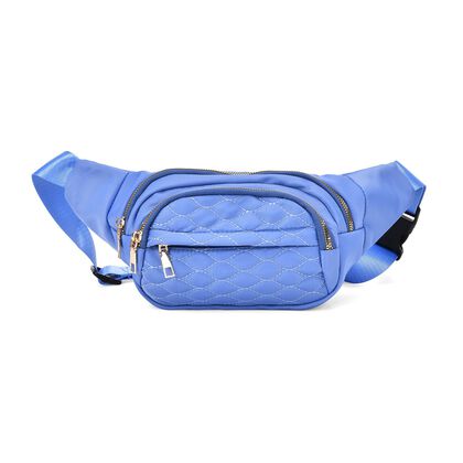 Gesteppte Nylon-G&uuml;rteltasche - RFID-Schutz, 4 Au&szlig;enf&auml;cher, verstellbarer Schultergurt, 36?x?4?x13?cm, Blau
