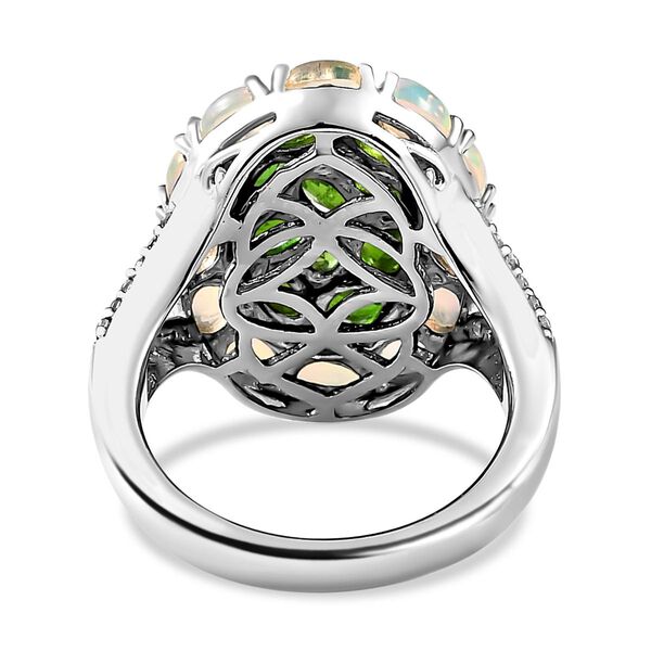 Natürlicher Chromdiopsid und Opal-Ring, 925 Silber platiniert  ca. 3,58 ct image number 6