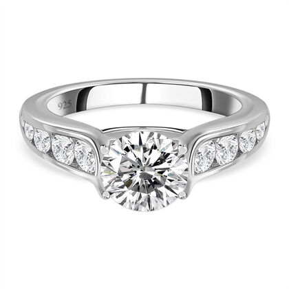 Moissanit Ring mit Schild Schliff, 925 Silber rhodiniert (Gr&ouml;&szlig;e 20.00) ca. 1.92 ct